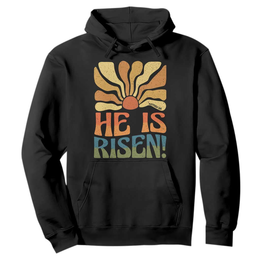 Retro Easter Hoodie Jesus He is Risen Matthew 28:6 Bible Verse Kids TS10 Black Print Your Wear