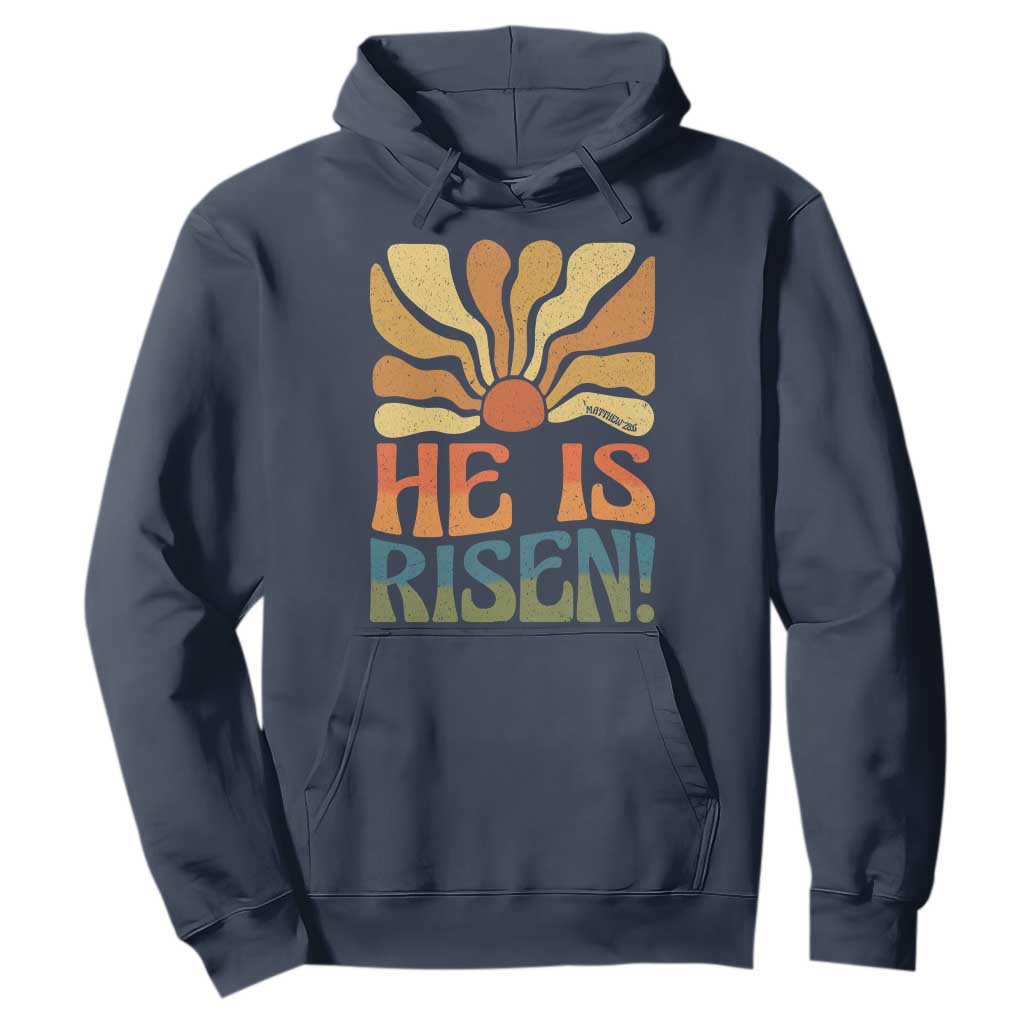 Retro Easter Hoodie Jesus He is Risen Matthew 28:6 Bible Verse Kids TS10 Navy Print Your Wear