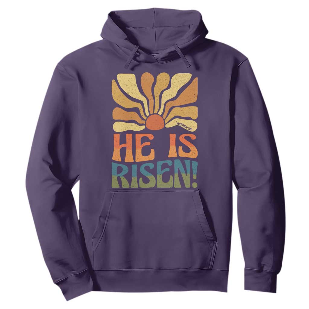 Retro Easter Hoodie Jesus He is Risen Matthew 28:6 Bible Verse Kids TS10 Purple Print Your Wear
