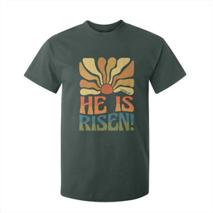 Retro Easter T Shirt For Kid Jesus He is Risen Matthew 28:6 Bible Verse Kids TS10 Dark Forest Green Print Your Wear