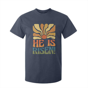 Retro Easter T Shirt For Kid Jesus He is Risen Matthew 28:6 Bible Verse Kids TS10 Navy Print Your Wear