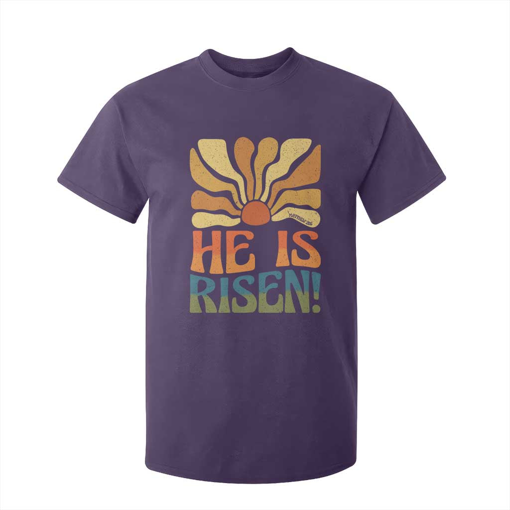 Retro Easter T Shirt For Kid Jesus He is Risen Matthew 28:6 Bible Verse Kids TS10 Purple Print Your Wear
