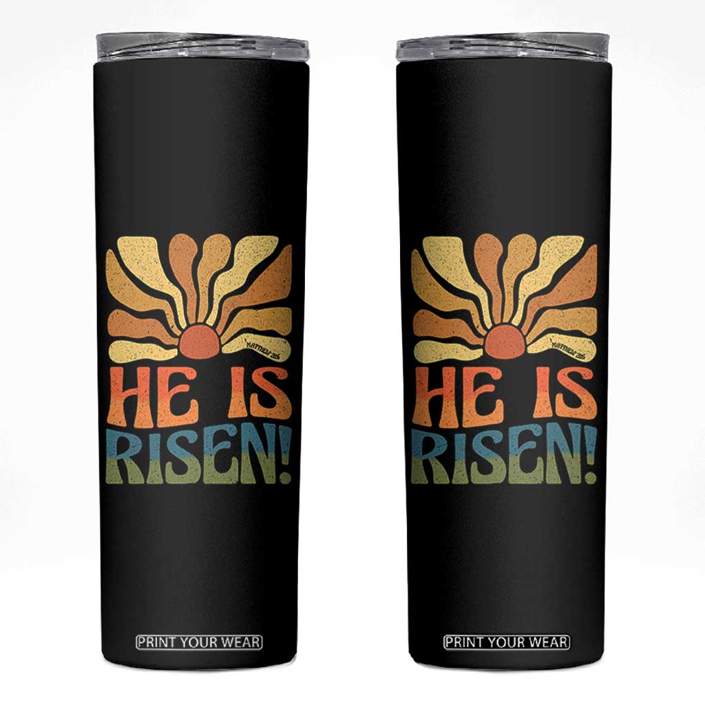 Retro Easter Skinny Tumbler Jesus He is Risen Matthew 28:6 Bible Verse Kids TS10 Black Print Your Wear