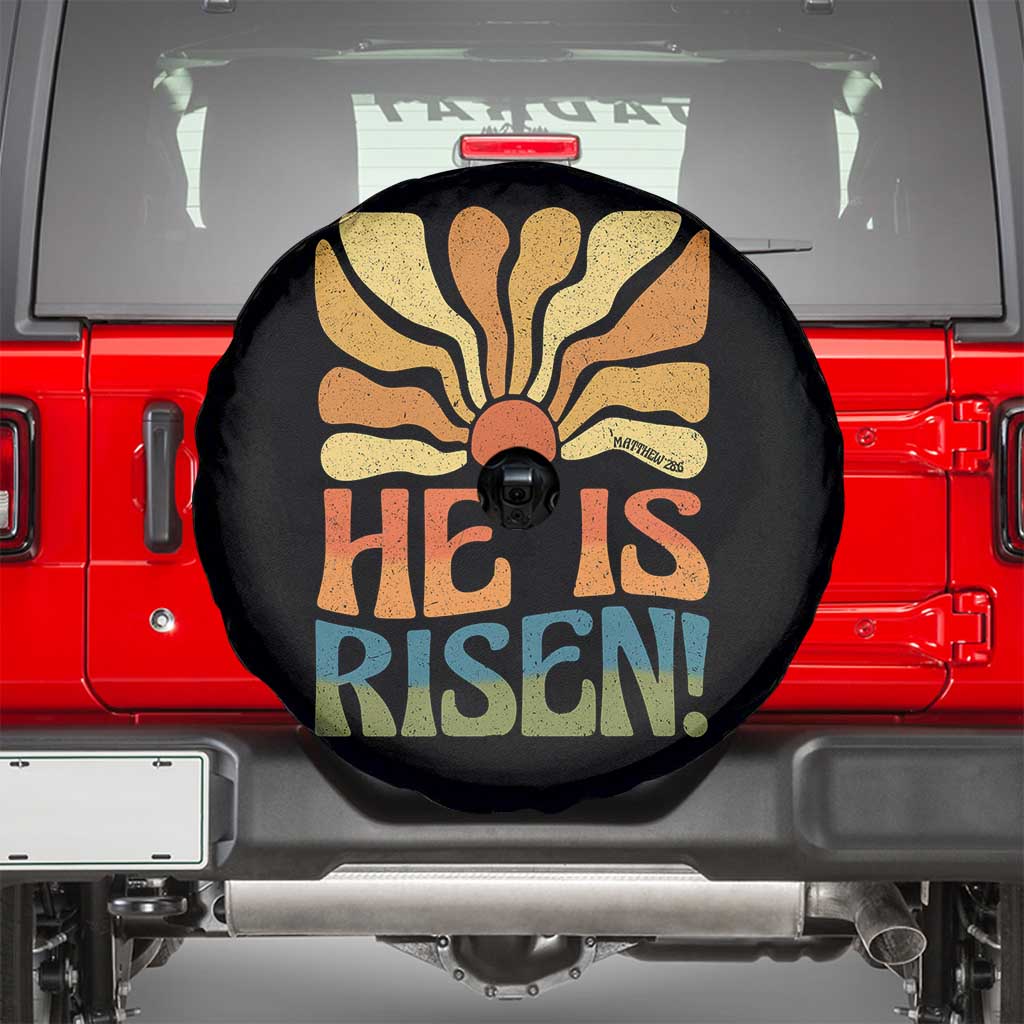 Retro Easter Spare Tire Cover Jesus He is Risen Matthew 28:6 Bible Verse Kids TS10 Black Print Your Wear