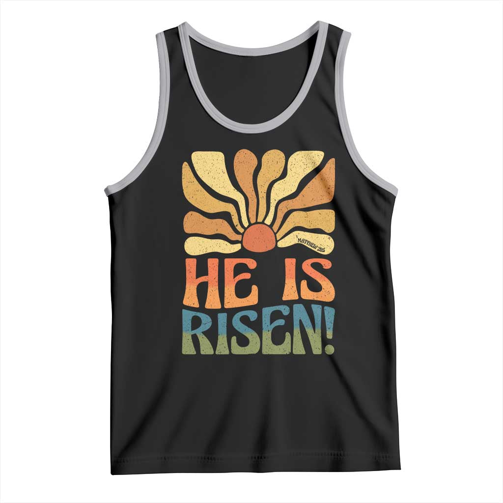 Retro Easter Tank Top Jesus He is Risen Matthew 28:6 Bible Verse Kids TS10 Black Athletic Heather Print Your Wear