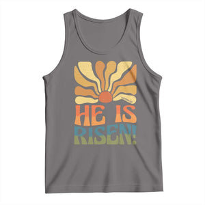 Retro Easter Tank Top Jesus He is Risen Matthew 28:6 Bible Verse Kids TS10 Deep Heather Print Your Wear