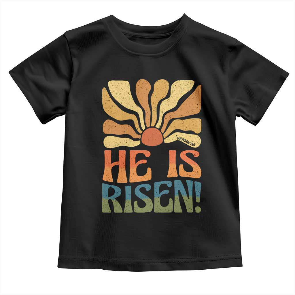 Retro Easter Toddler T Shirt Jesus He is Risen Matthew 28:6 Bible Verse Kids TS10 Black Print Your Wear