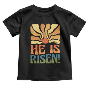 Retro Easter Toddler T Shirt Jesus He is Risen Matthew 28:6 Bible Verse Kids TS10 Black Print Your Wear