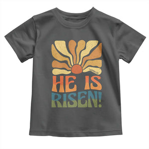 Retro Easter Toddler T Shirt Jesus He is Risen Matthew 28:6 Bible Verse Kids TS10 Dark Heather Print Your Wear