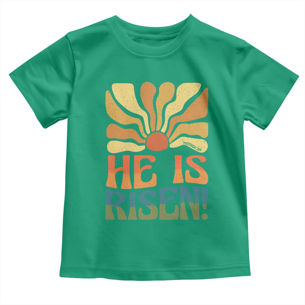 Retro Easter Toddler T Shirt Jesus He is Risen Matthew 28:6 Bible Verse Kids TS10 Irish Green Print Your Wear