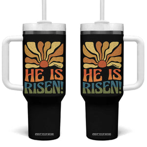 Retro Easter Tumbler With Handle Jesus He is Risen Matthew 28:6 Bible Verse Kids TS10 One Size: 40 oz Black Print Your Wear