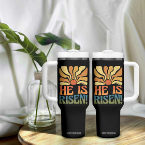 Retro Easter Tumbler With Handle Jesus He is Risen Matthew 28:6 Bible Verse Kids TS10 Print Your Wear