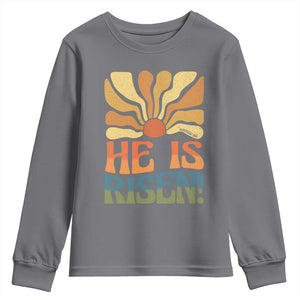 Retro Easter Youth Sweatshirt Jesus He is Risen Matthew 28:6 Bible Verse Kids TS10 Charcoal Print Your Wear