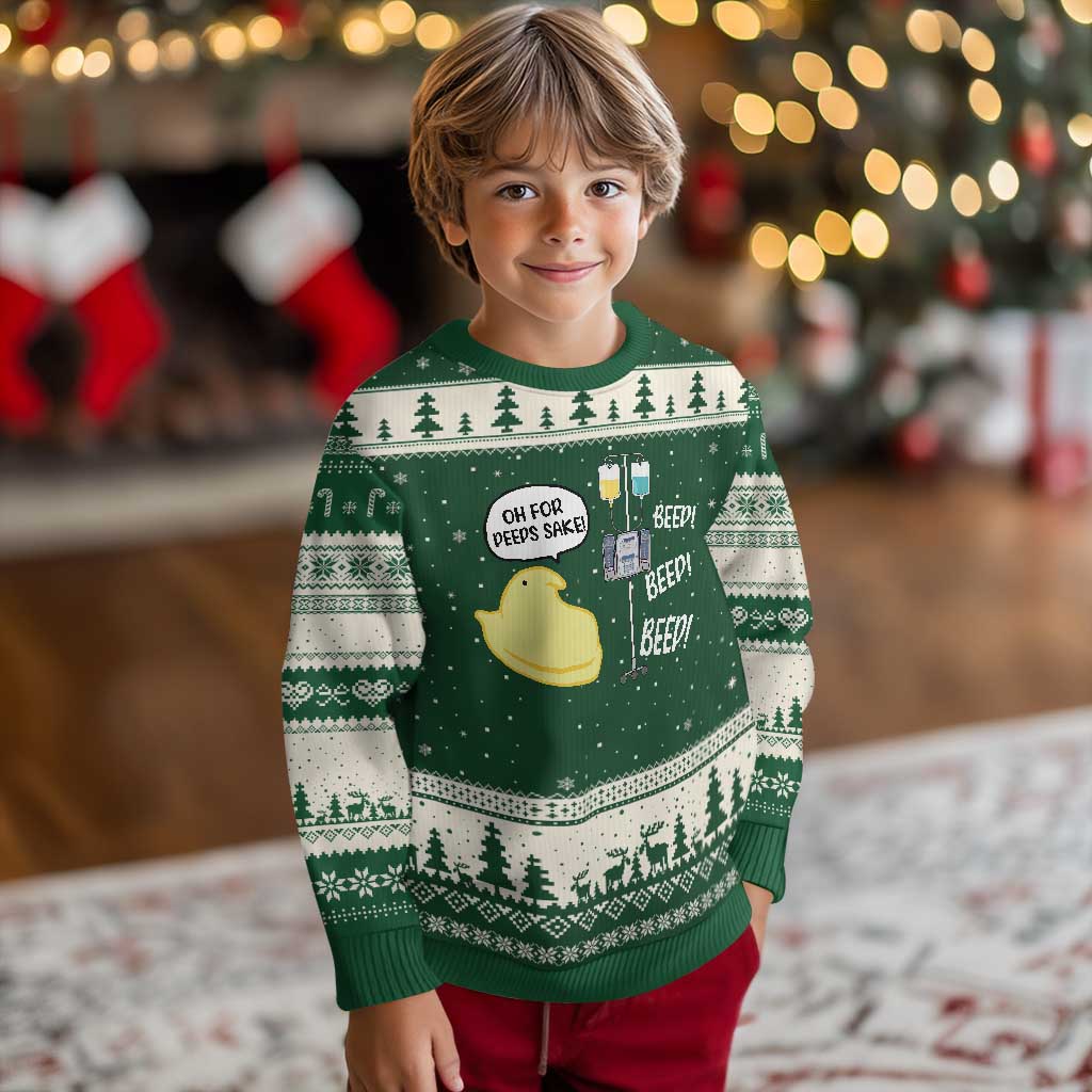 Bunny Nurse Ugly Christmas Sweater Funny Peep Nursing Easter Nurse Gift TS10 Forest Green Beige Print Your Wear