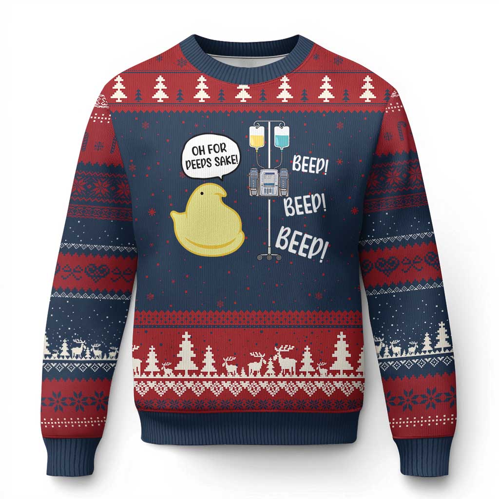 Bunny Nurse Ugly Christmas Sweater Funny Peep Nursing Easter Nurse Gift TS10 Navy Red Print Your Wear