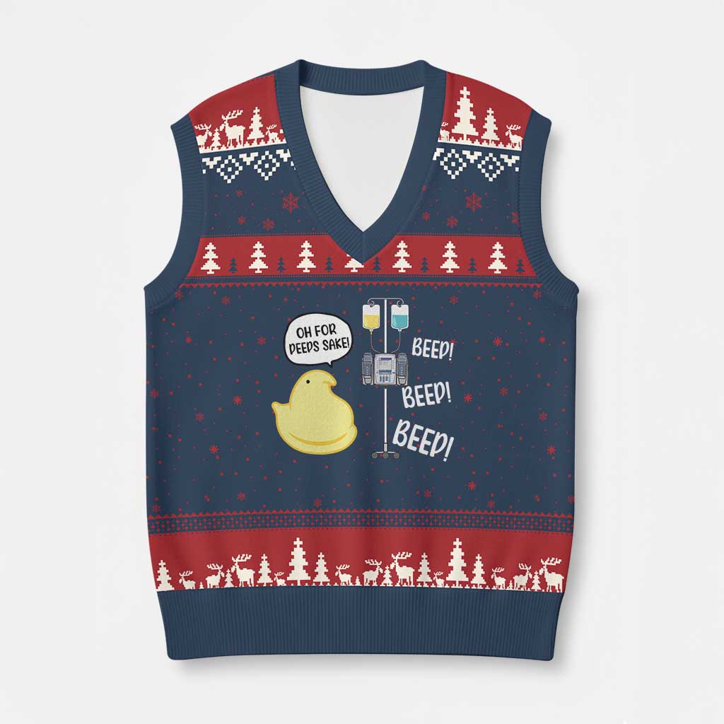 Bunny Nurse V-Neck Knit Sweater Vest Funny Peep Nursing Easter Nurse Gift TS10 Navy Red Print Your Wear