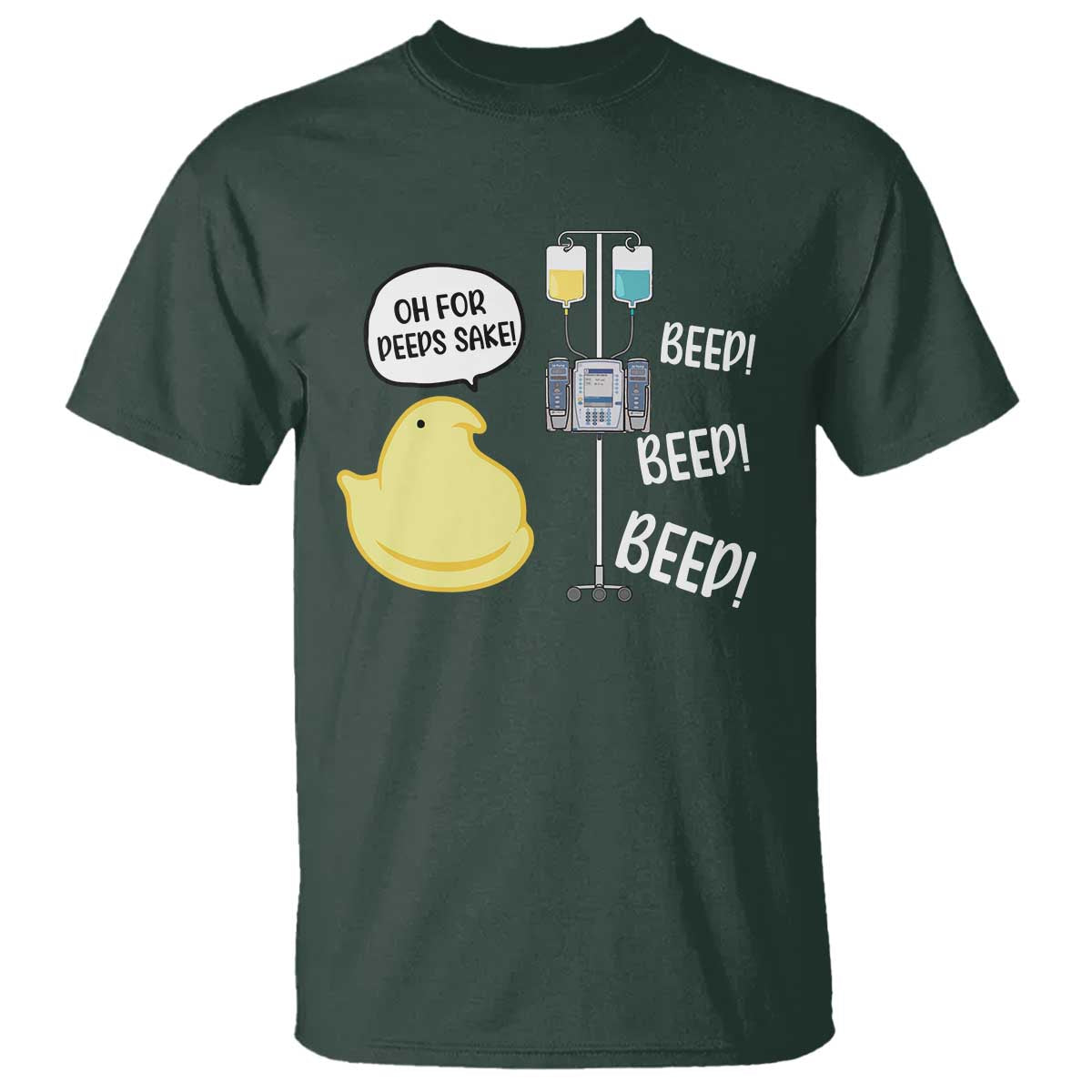 Bunny Nurse T Shirt Funny Peep Nursing Easter Nurse Gift TS10 Dark Forest Green Print Your Wear