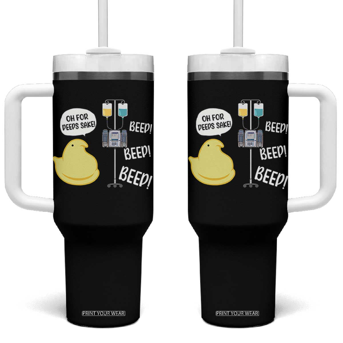 Bunny Nurse Tumbler With Handle Funny Peep Nursing Easter Nurse Gift TS10 One Size: 40 oz Black Print Your Wear