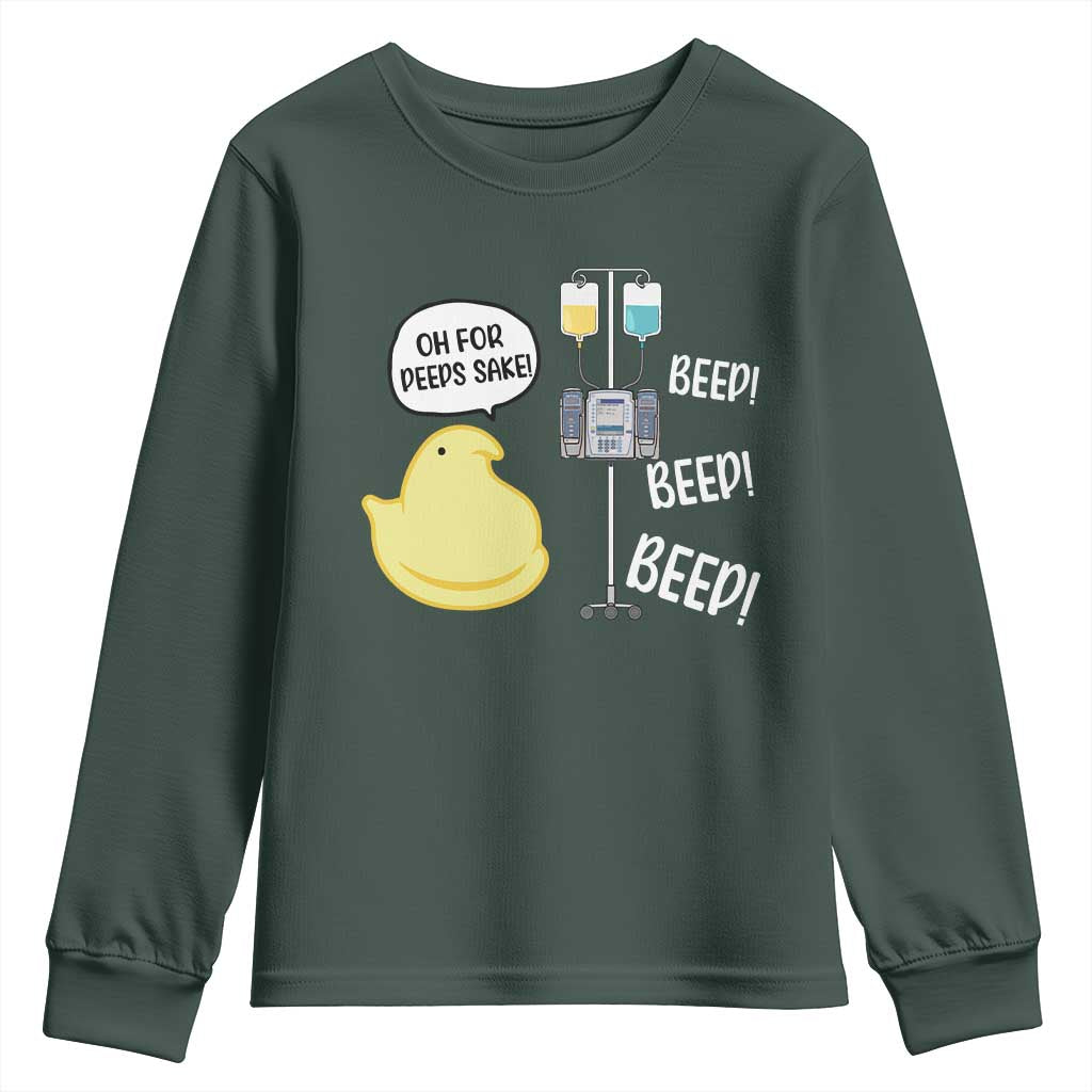 Bunny Nurse Youth Sweatshirt Funny Peep Nursing Easter Nurse Gift TS10 Dark Forest Green Print Your Wear