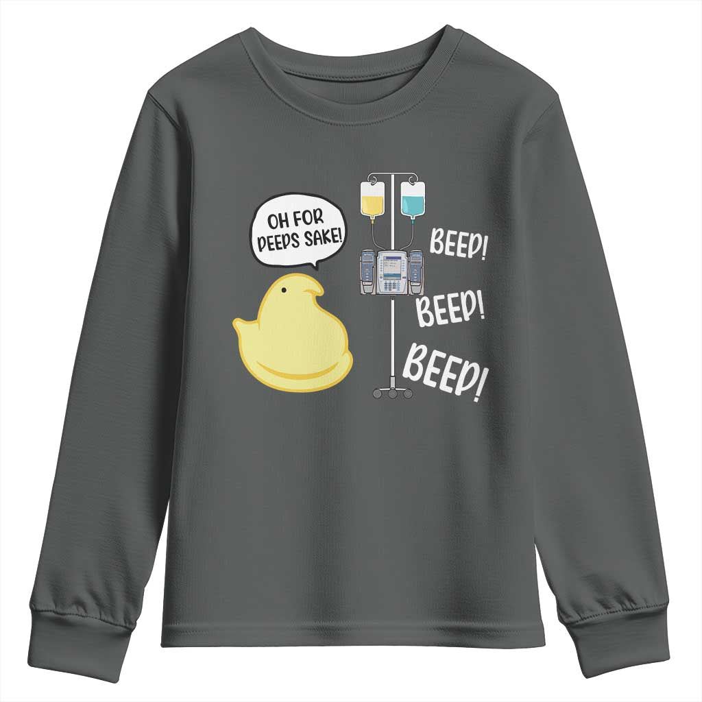 Bunny Nurse Youth Sweatshirt Funny Peep Nursing Easter Nurse Gift TS10 Dark Heather Print Your Wear