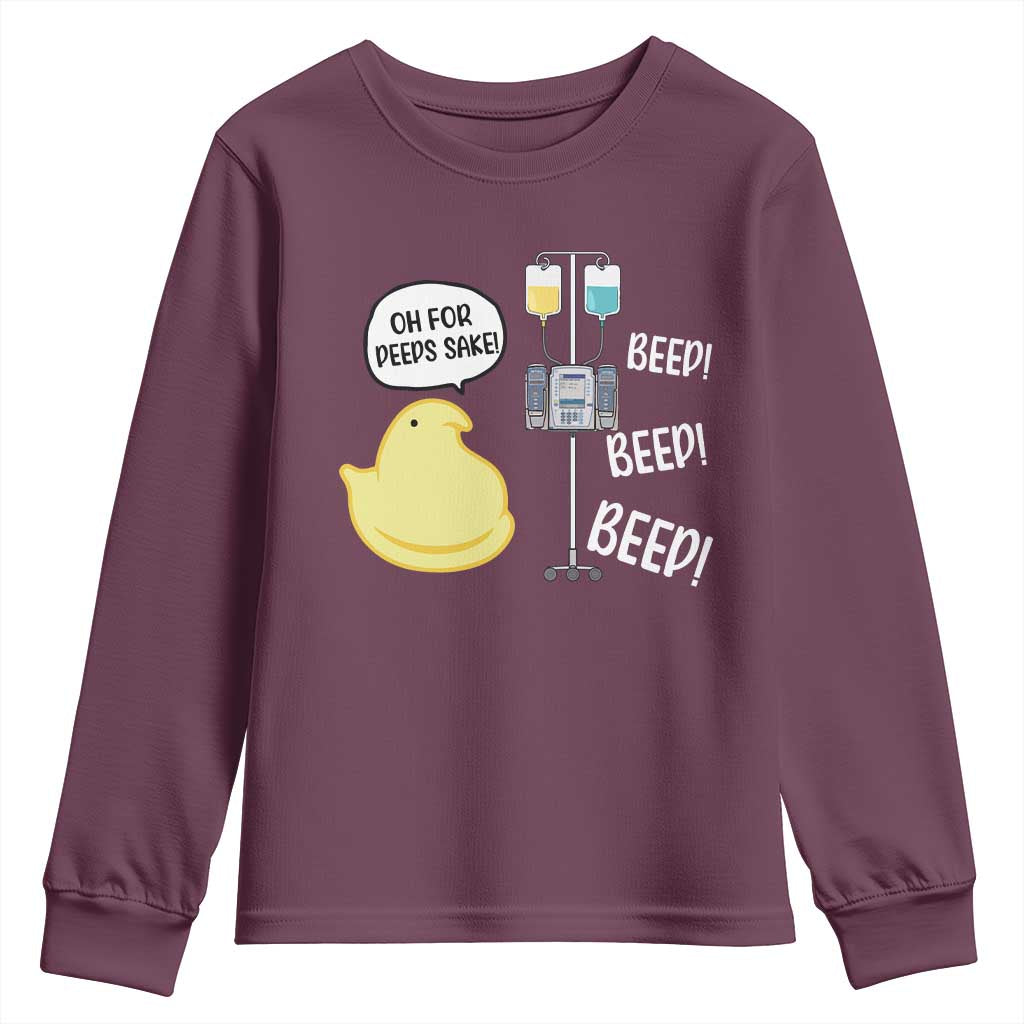 Bunny Nurse Youth Sweatshirt Funny Peep Nursing Easter Nurse Gift TS10 Maroon Print Your Wear