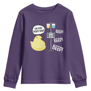 Bunny Nurse Youth Sweatshirt Funny Peep Nursing Easter Nurse Gift TS10 Purple Print Your Wear