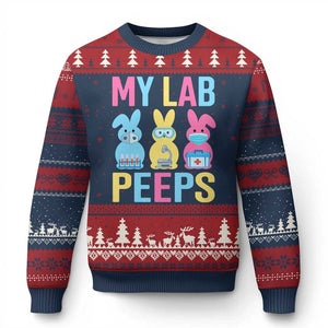 Easter Lab Tech Ugly Christmas Sweater Cute Bunny My Lab Peeps TS10 Navy Red Print Your Wear