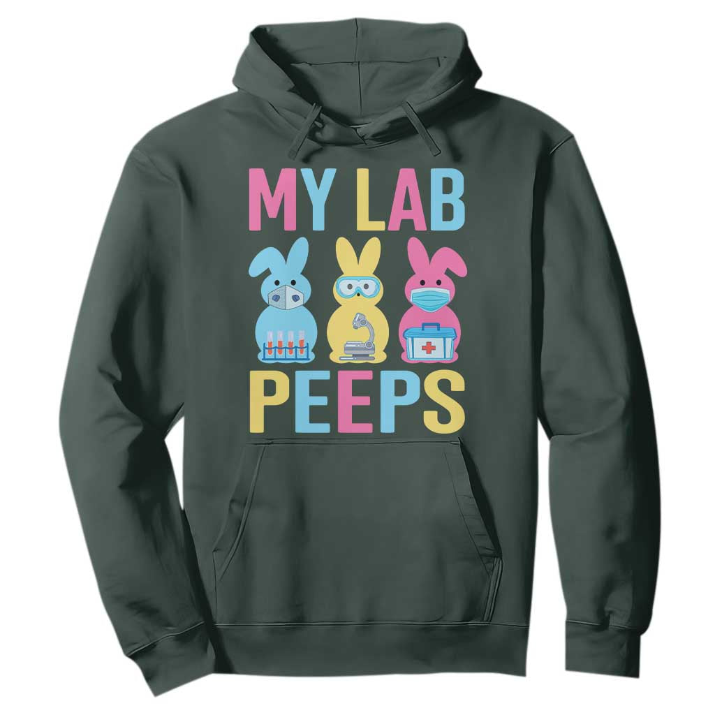 Easter Lab Tech Hoodie Cute Bunny My Lab Peeps TS10 Dark Forest Green Print Your Wear