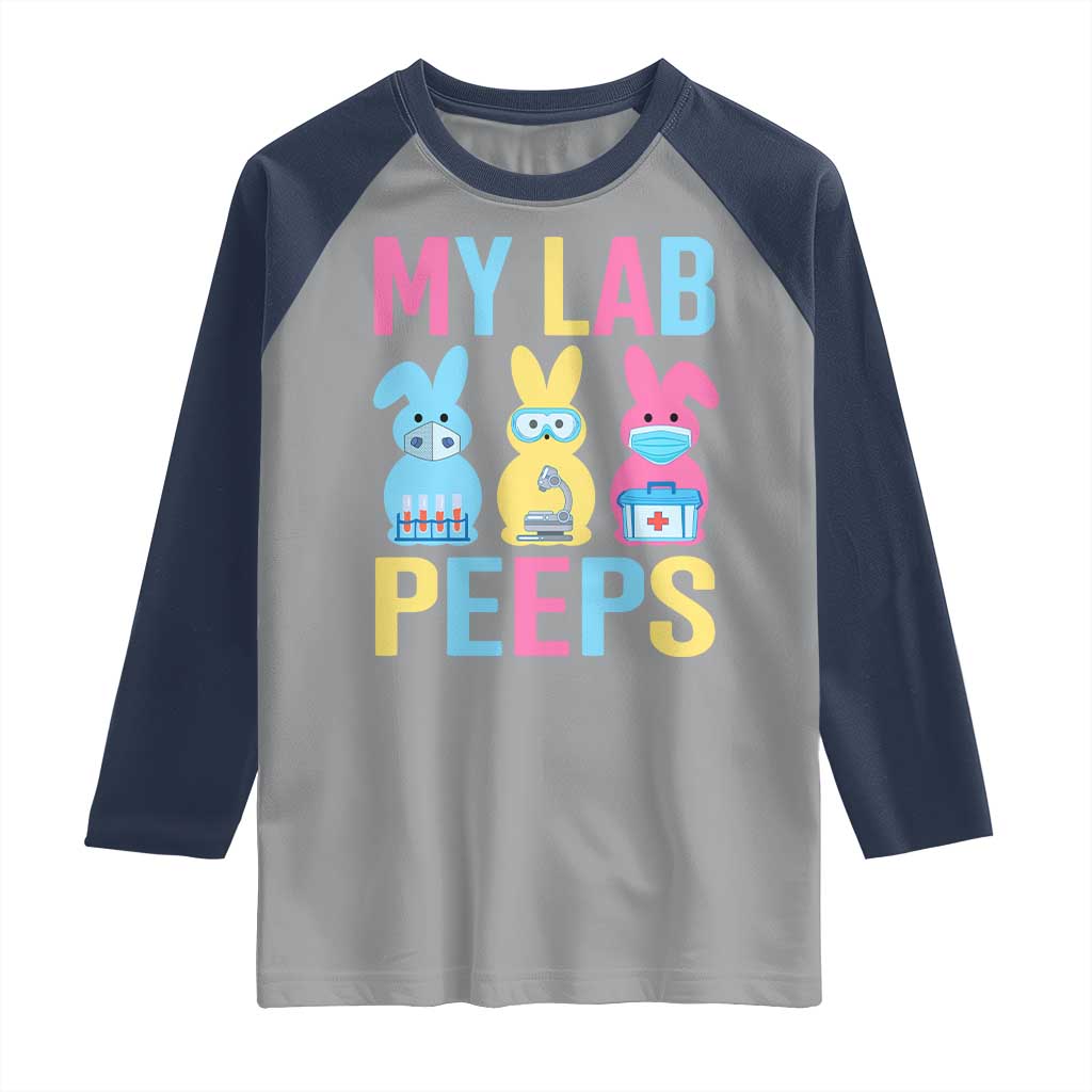 Easter Lab Tech Raglan Shirt Cute Bunny My Lab Peeps TS10 Sport Gray Navy Print Your Wear