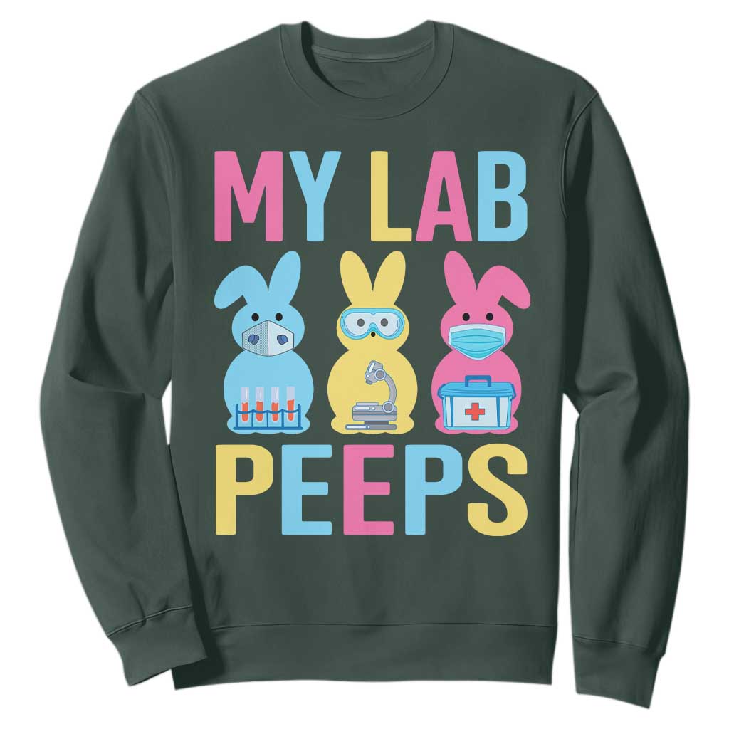 Easter Lab Tech Sweatshirt Cute Bunny My Lab Peeps TS10 Dark Forest Green Print Your Wear