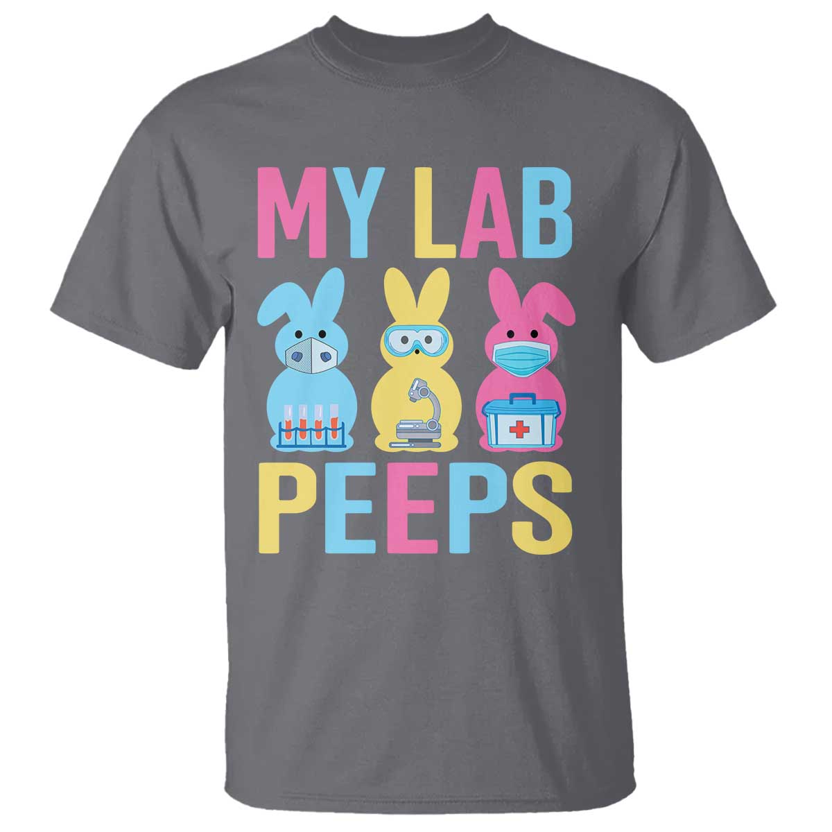 Easter Lab Tech T Shirt Cute Bunny My Lab Peeps TS10 Charcoal Print Your Wear