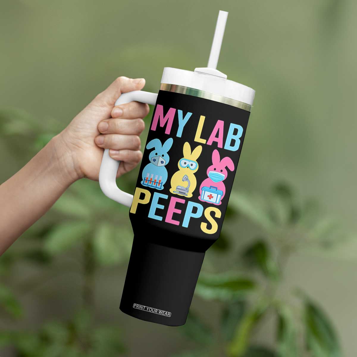 Easter Lab Tech Tumbler With Handle Cute Bunny My Lab Peeps TS10 Print Your Wear