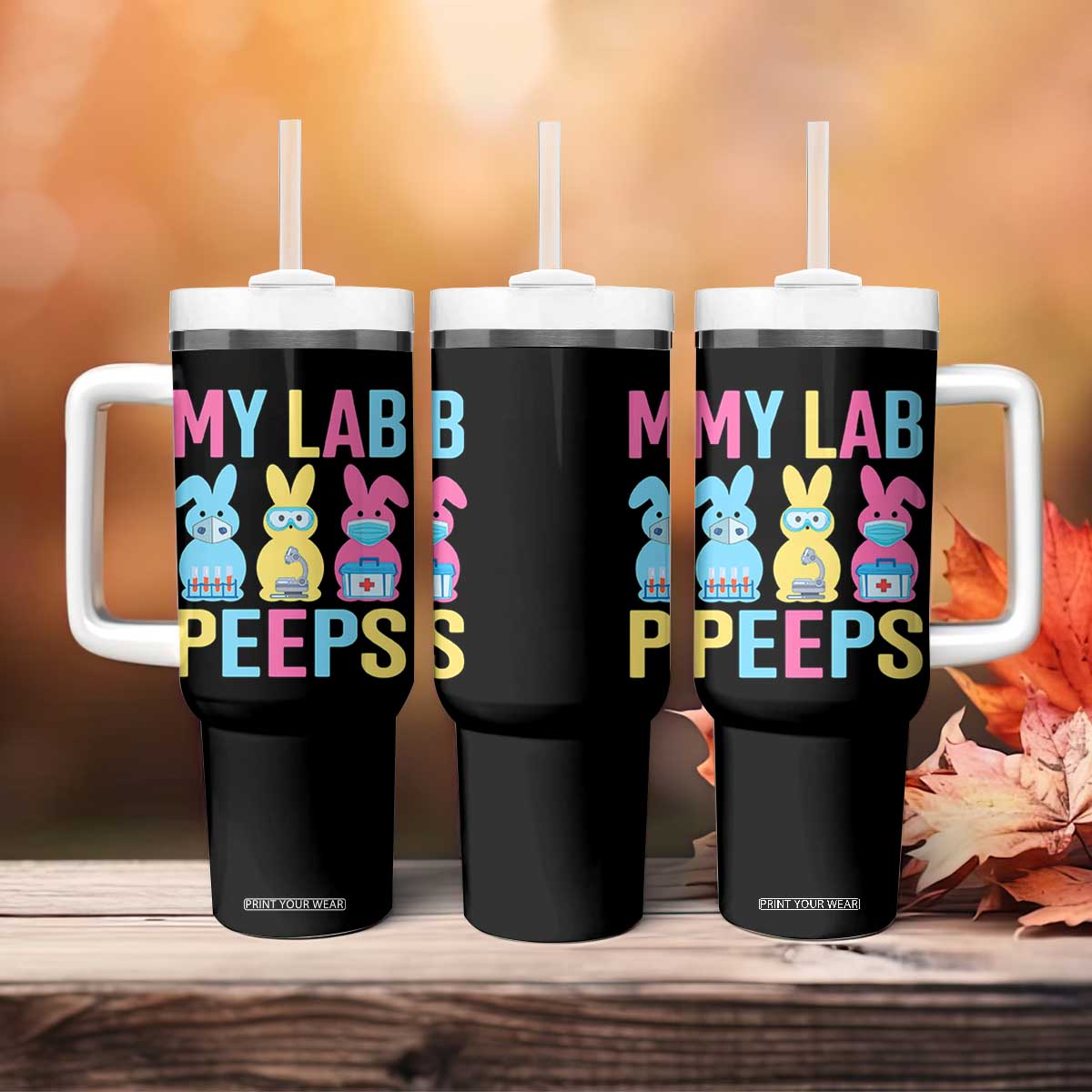 Easter Lab Tech Tumbler With Handle Cute Bunny My Lab Peeps TS10 Print Your Wear