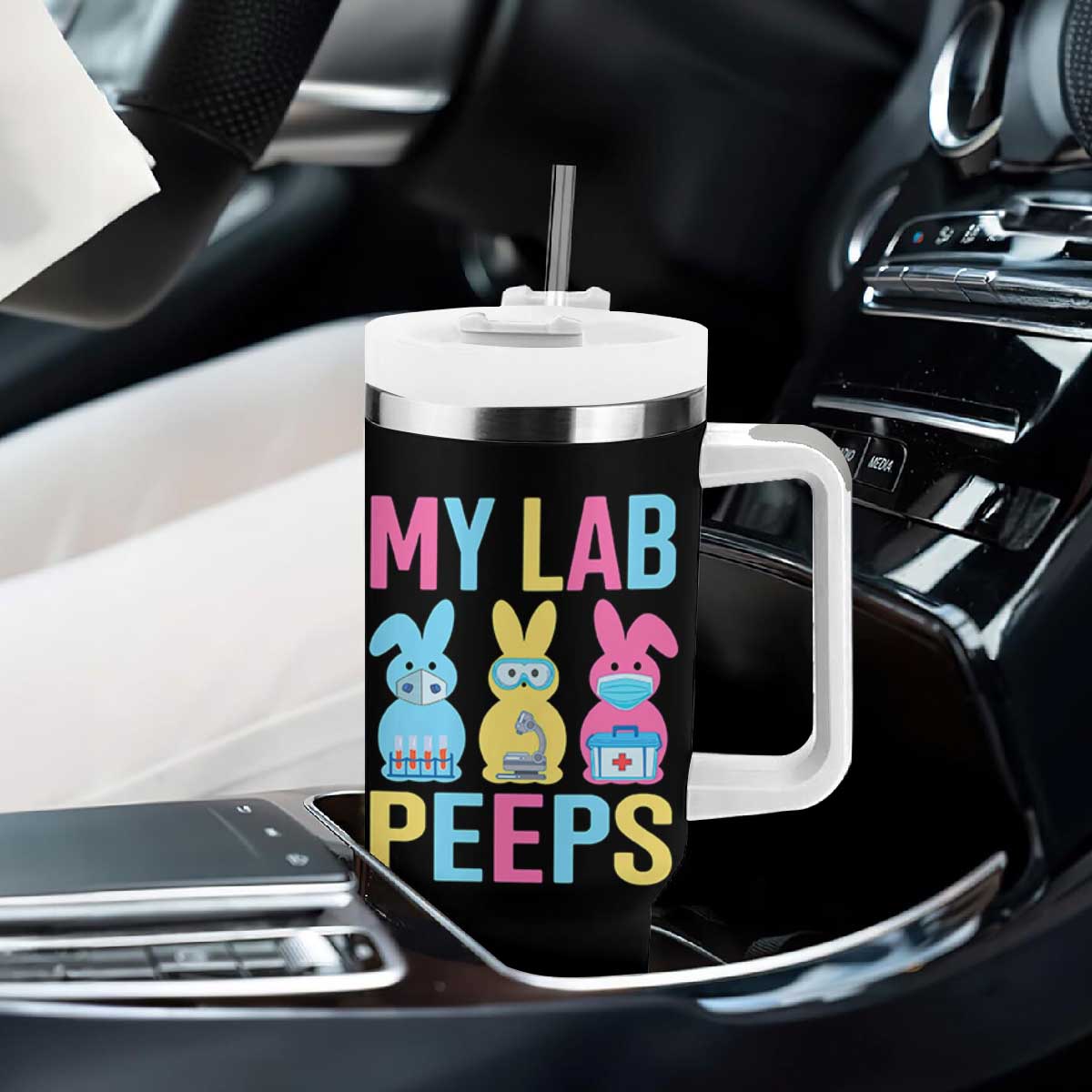 Easter Lab Tech Tumbler With Handle Cute Bunny My Lab Peeps TS10 Print Your Wear