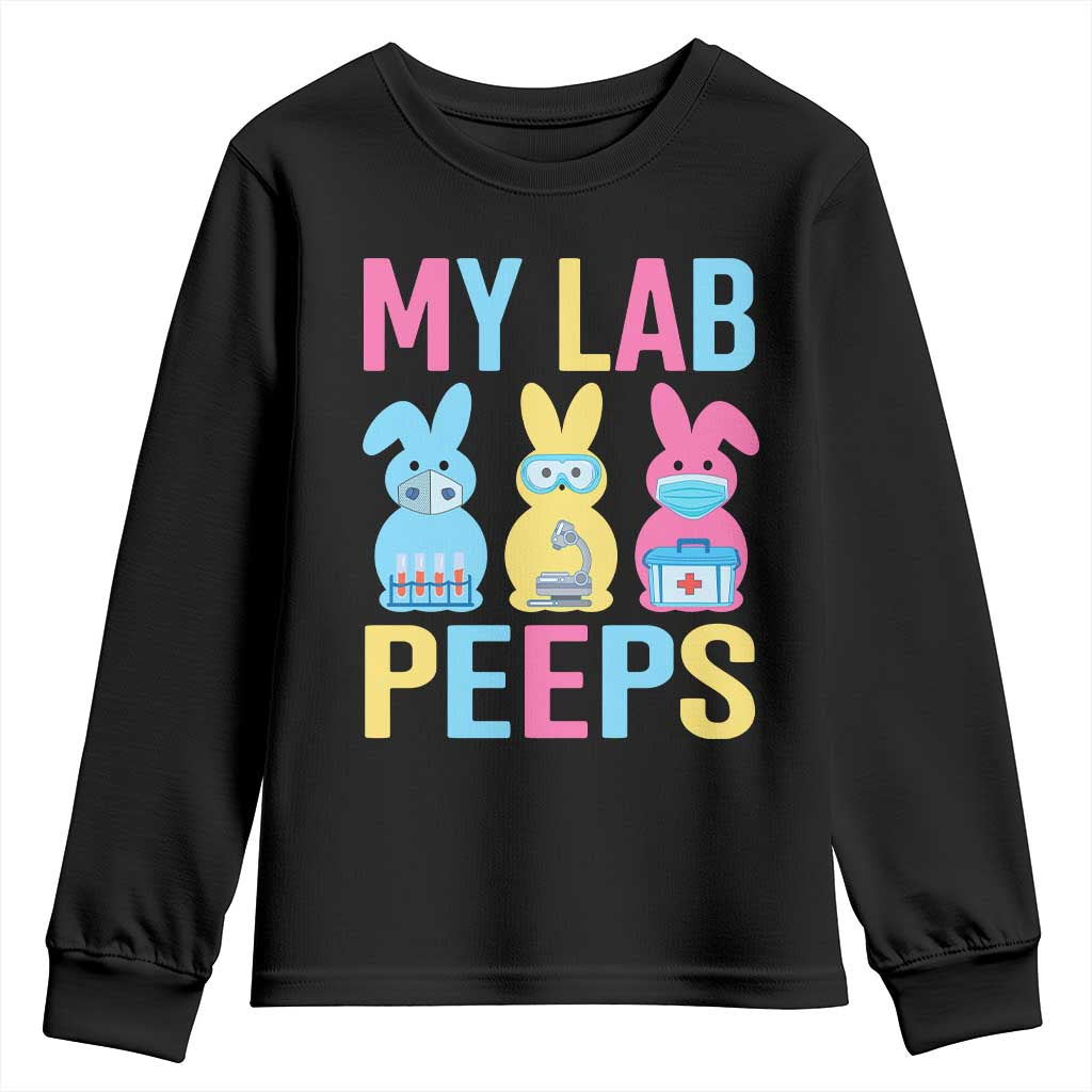 Easter Lab Tech Youth Sweatshirt Cute Bunny My Lab Peeps TS10 Black Print Your Wear