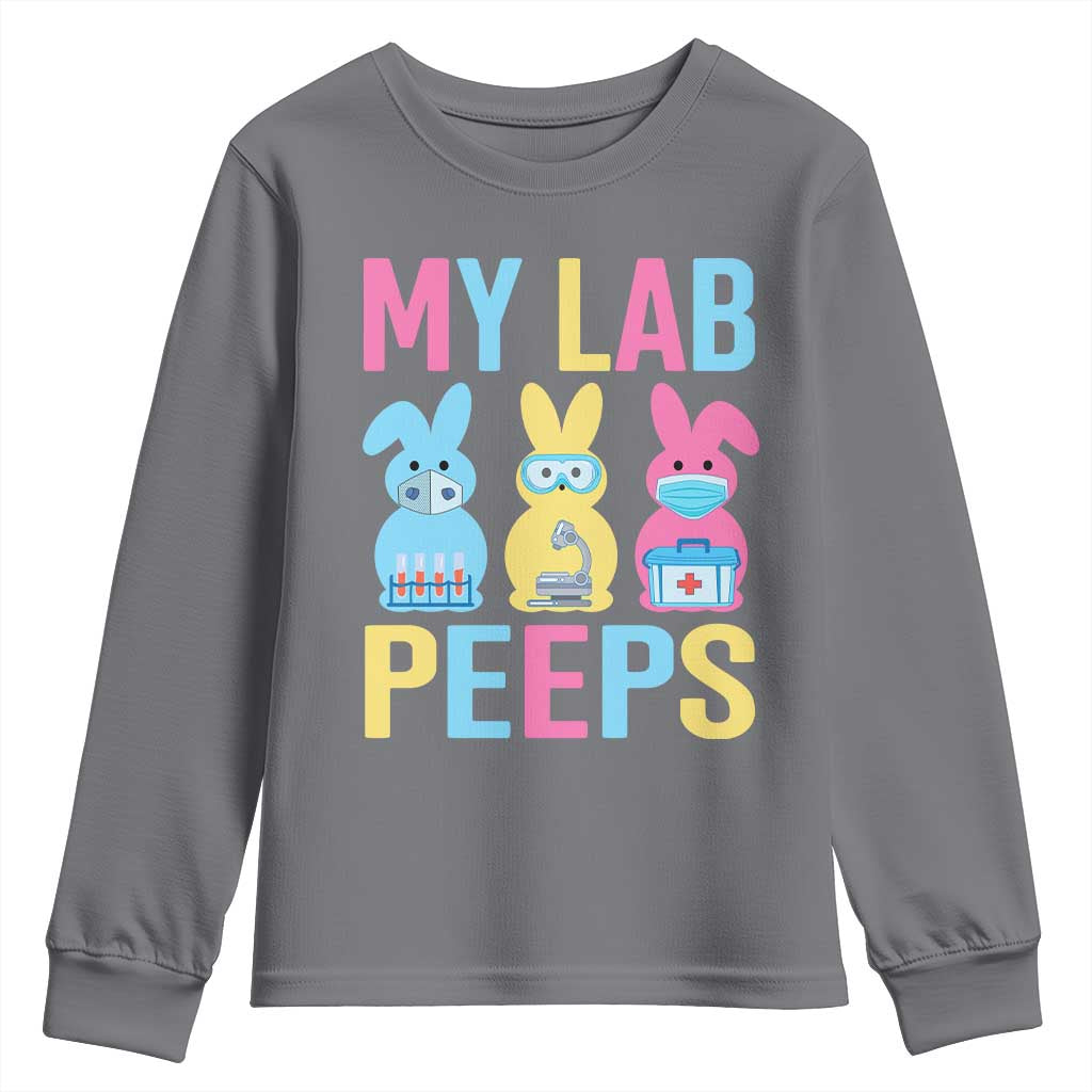 Easter Lab Tech Youth Sweatshirt Cute Bunny My Lab Peeps TS10 Charcoal Print Your Wear