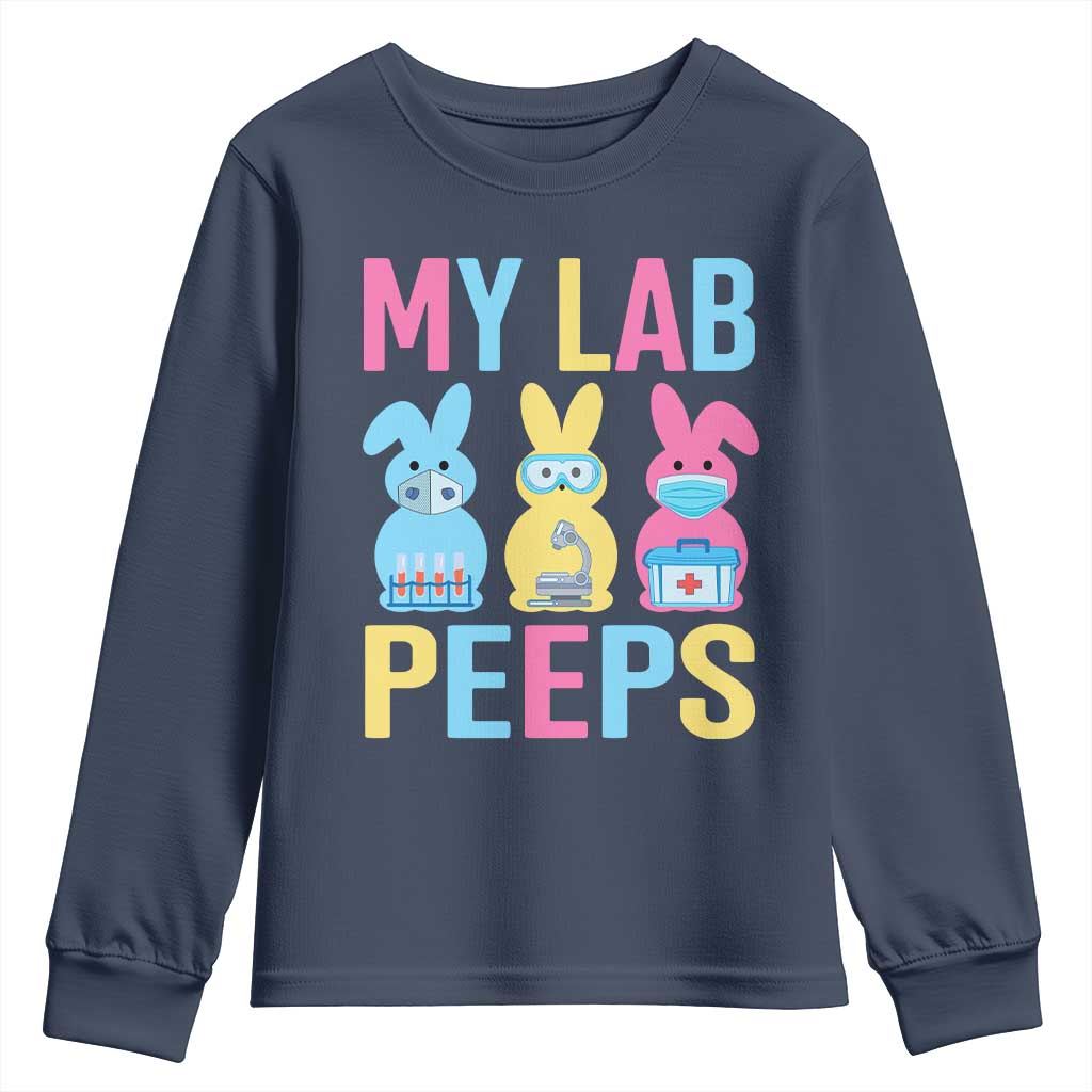 Easter Lab Tech Youth Sweatshirt Cute Bunny My Lab Peeps TS10 Navy Print Your Wear