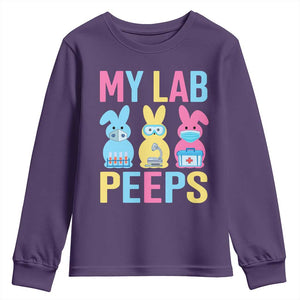 Easter Lab Tech Youth Sweatshirt Cute Bunny My Lab Peeps TS10 Purple Print Your Wear