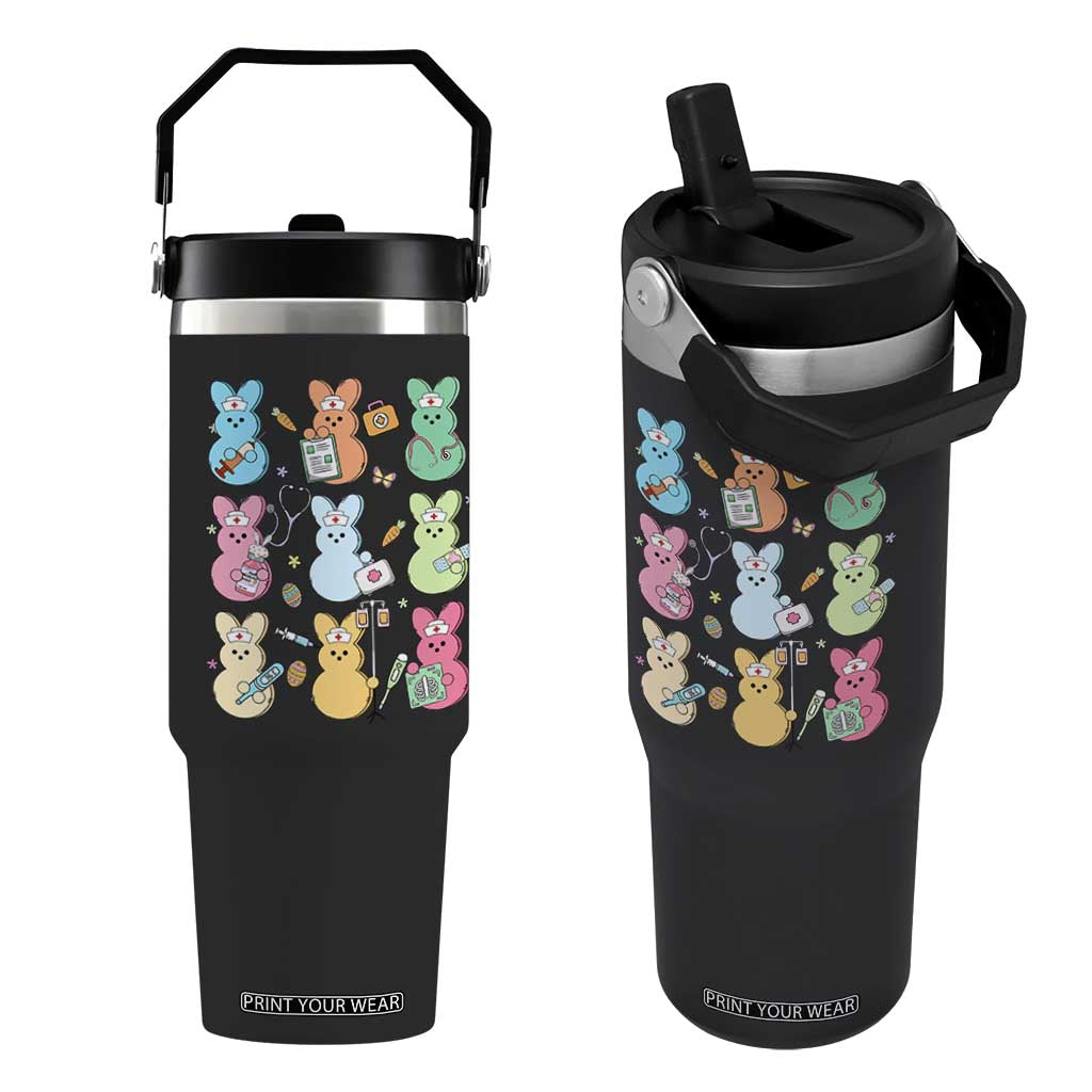 Easter Nurse Bunny Flip Straw Tumbler Funny Nursing Easter Spring Nurse Gift TS10 One Size: 30 oz Black Print Your Wear