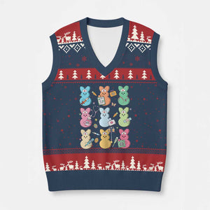 Easter Nurse Bunny V-Neck Knit Sweater Vest Funny Nursing Easter Spring Nurse Gift TS10 Navy Red Print Your Wear