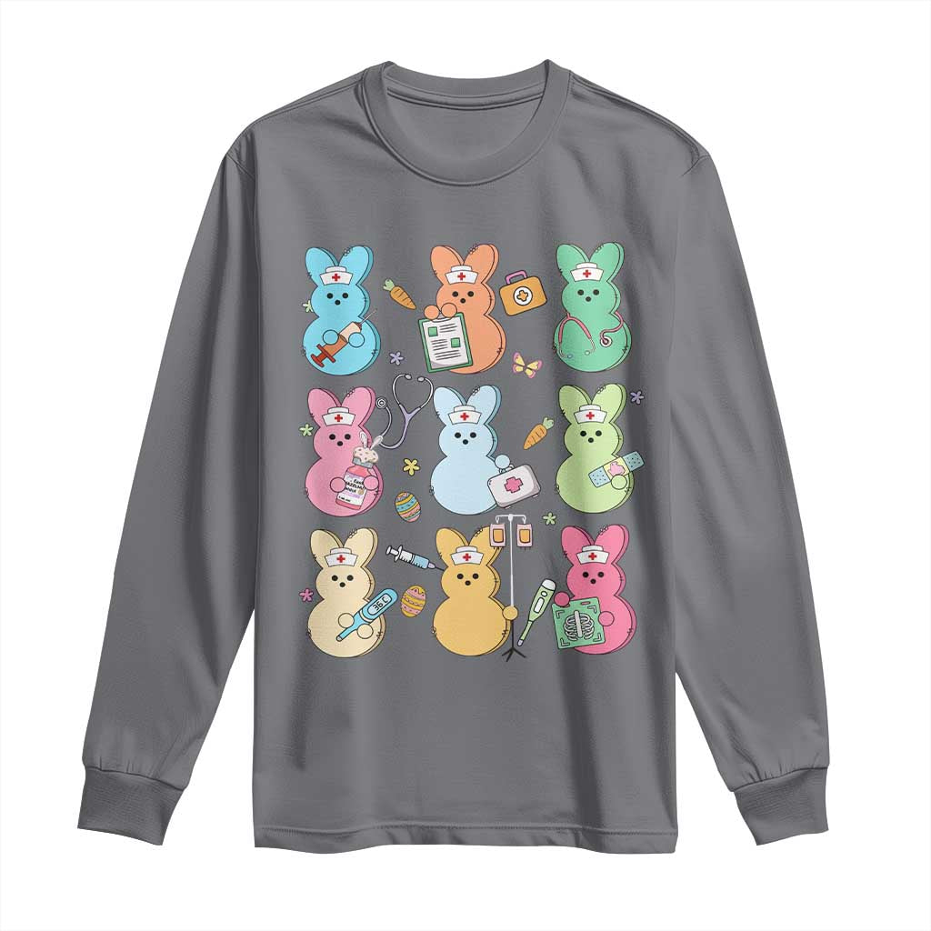 Easter Nurse Bunny Long Sleeve Shirt Funny Nursing Easter Spring Nurse Gift TS10 Charcoal Print Your Wear