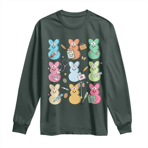 Easter Nurse Bunny Long Sleeve Shirt Funny Nursing Easter Spring Nurse Gift TS10 Dark Forest Green Print Your Wear