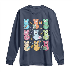 Easter Nurse Bunny Long Sleeve Shirt Funny Nursing Easter Spring Nurse Gift TS10 Navy Print Your Wear