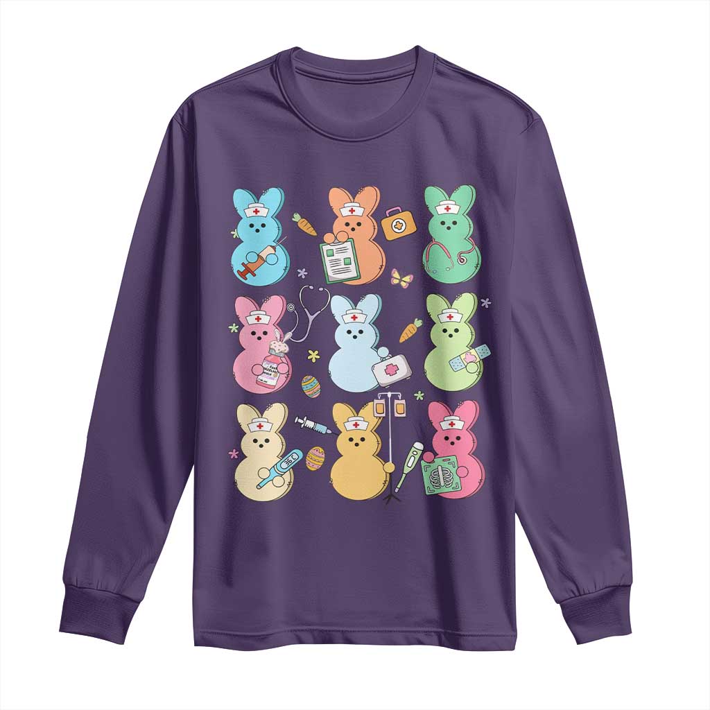 Easter Nurse Bunny Long Sleeve Shirt Funny Nursing Easter Spring Nurse Gift TS10 Purple Print Your Wear