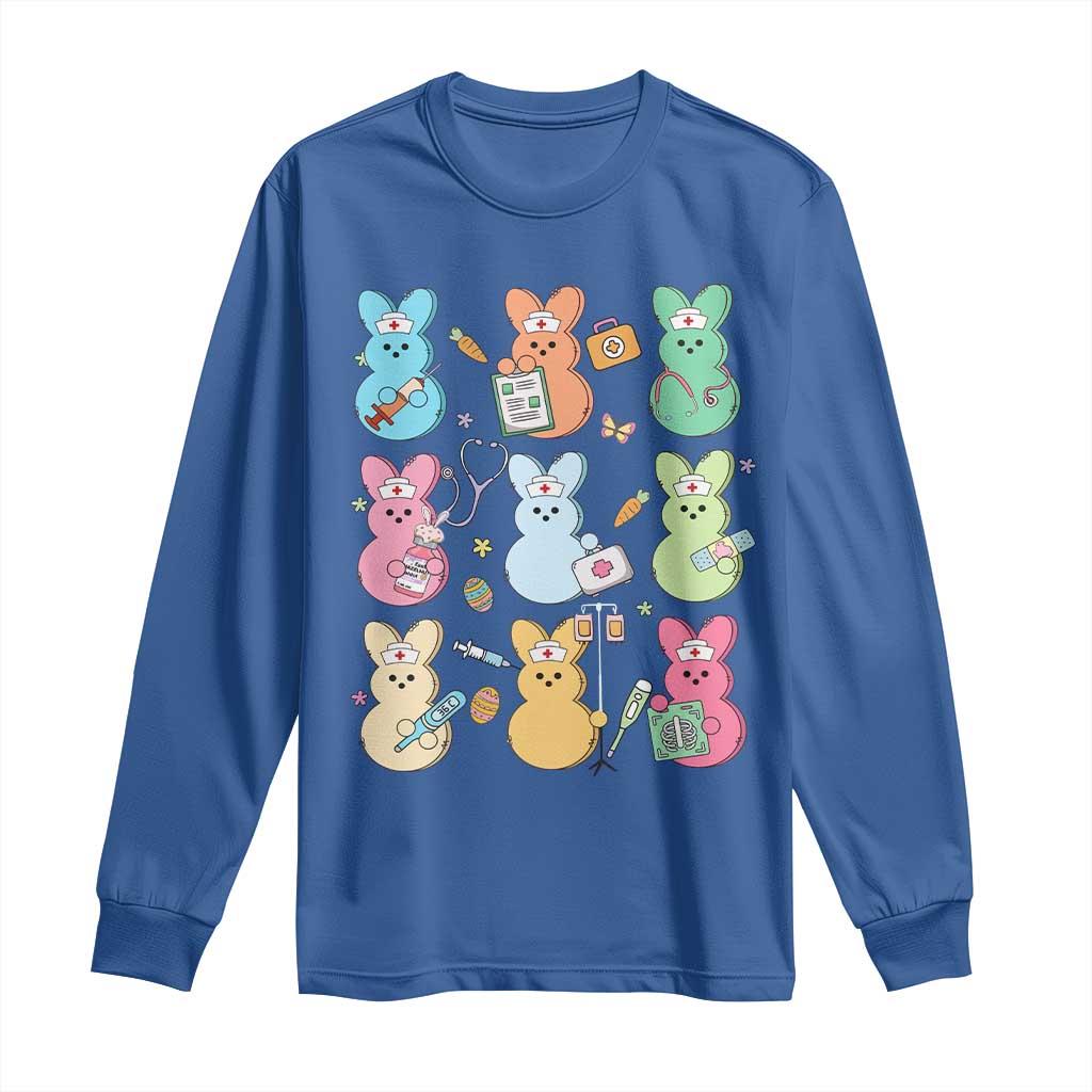 Easter Nurse Bunny Long Sleeve Shirt Funny Nursing Easter Spring Nurse Gift TS10 Royal Blue Print Your Wear
