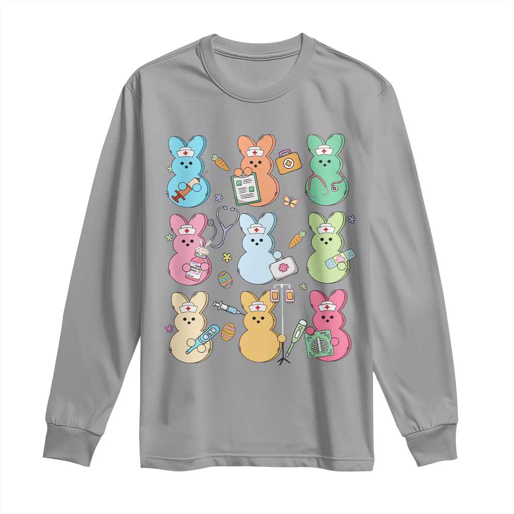 Easter Nurse Bunny Long Sleeve Shirt Funny Nursing Easter Spring Nurse Gift TS10 Sport Gray Print Your Wear