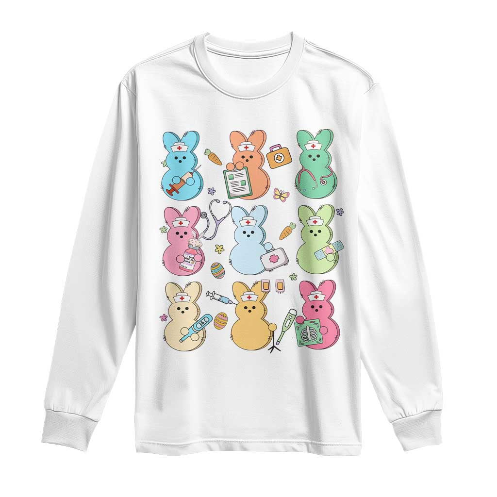 Easter Nurse Bunny Long Sleeve Shirt Funny Nursing Easter Spring Nurse Gift TS10 White Print Your Wear