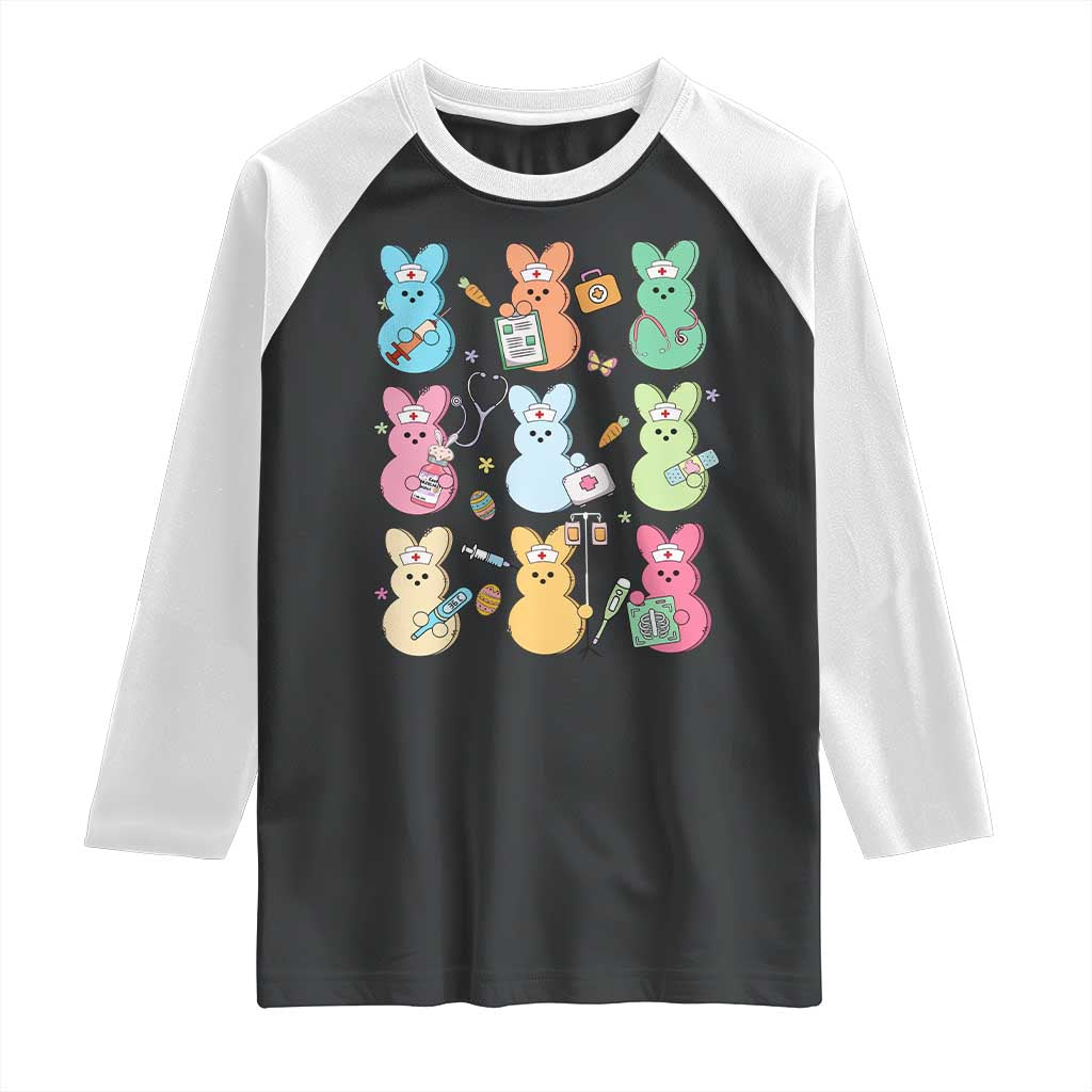 Easter Nurse Bunny Raglan Shirt Funny Nursing Easter Spring Nurse Gift TS10 Black White Print Your Wear