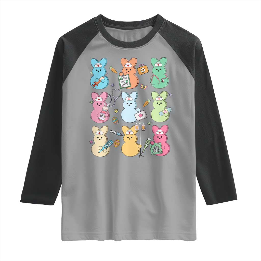 Easter Nurse Bunny Raglan Shirt Funny Nursing Easter Spring Nurse Gift TS10 Sport Gray Black Print Your Wear