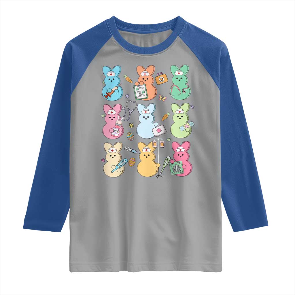 Easter Nurse Bunny Raglan Shirt Funny Nursing Easter Spring Nurse Gift TS10 Sport Gray Royal Print Your Wear